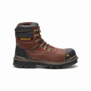 Men's Caterpillar Adhesion Ice + Thinsulate Composite Toe Work Boots Brown | 736802-BJU