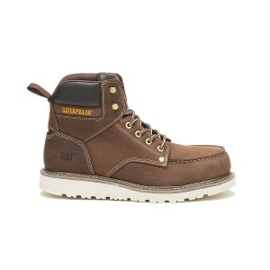 Men's Caterpillar Calibrate Steel Toe Work Boots Khaki | 158306-PZA