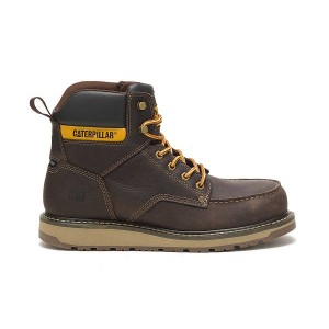 Men's Caterpillar Calibrate Steel Toe Work Boots Brown | 528104-TZN