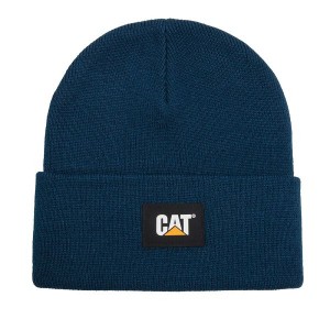 Men's Caterpillar Cat Label Cuff Beanie Blue | 082396-DHS