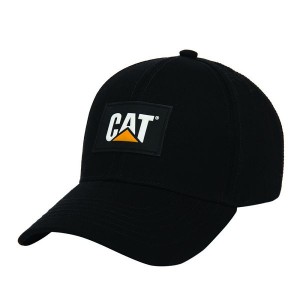 Men's Caterpillar Cat Logo Silicone Patch Hats Black | 041397-GOP