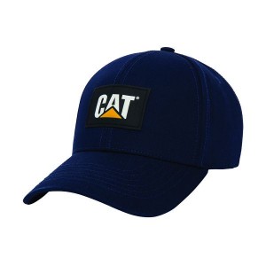 Men's Caterpillar Cat Logo Silicone Patch Hats Blue | 317842-LQN