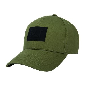 Men's Caterpillar Cat Logo Silicone Patch Hats Olive | 504138-QGE