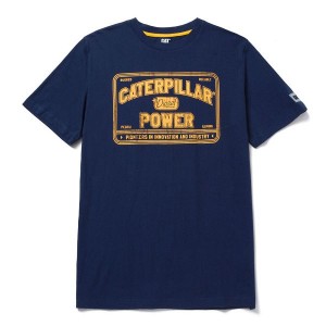 Men's Caterpillar Caterpillar Power Tee T-Shirt Blue | 236851-WDS