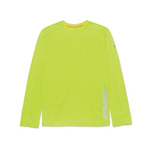 Men's Caterpillar Coolmax Long Sleeve Tee T-Shirt Yellow | 586340-OTR