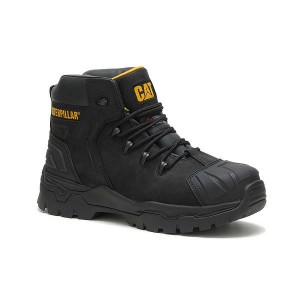 Men's Caterpillar Everett Composite Toe S3 Waterproof CI HRO SRC Work Boots Black | 369704-CNW