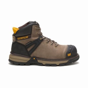 Men's Caterpillar Excavator Superlite Waterproof Carbon Composite Toe Work Boots Dark / Grey | 074938-FCJ