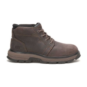 Men's Caterpillar Exposition 4.5" Alloy Toe Static Dissipative Work Boots Coffee | 029863-JVF