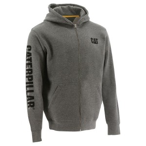 Men's Caterpillar Full Zip Hooded Sweatshirt Grey | 354267-DCT