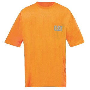 Men's Caterpillar Hi-Vis Trademark Pocket Tee T-Shirt Orange | 027938-UKM