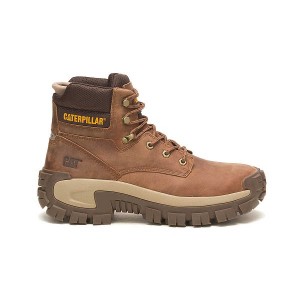 Men's Caterpillar Invader Hi Steel Toe Work Boots Light / Brown | 651493-DMS