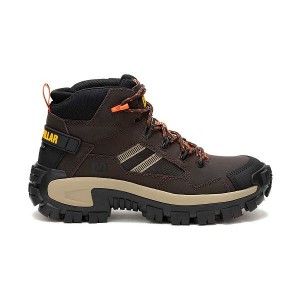 Men's Caterpillar Invader Mid Vent Composite Toe Work Boots Coffee | 362401-EAZ