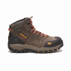 Men's Caterpillar Navigator Mid Waterproof Steel Toe Work Boots Dark / Grey | 602943-TCQ