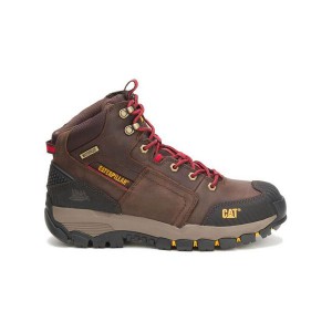 Men's Caterpillar Navigator Waterproof Work Boots Brown | 753160-MDX