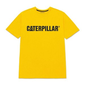 Men's Caterpillar Original Fit Caterpillar Logo Tee T-Shirt Yellow | 204196-GVP