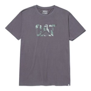 Men's Caterpillar Original Fit Logo Tee T-Shirt Dark / Grey | 458036-WNC