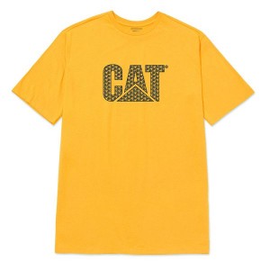 Men's Caterpillar Original Fit Logo Tee T-Shirt Yellow | 516830-UKP