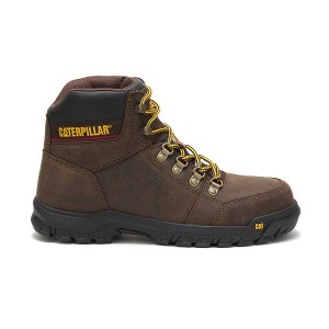 Men's Caterpillar Outline Steel Toe Work Boots Brown | 106743-NMY