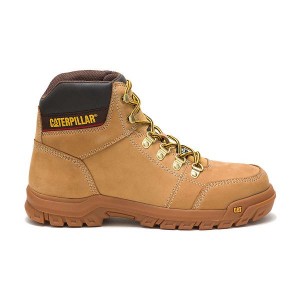 Men's Caterpillar Outline Steel Toe Work Boots Brown | 931704-NIB