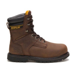 Men's Caterpillar Salvo 8" Waterproof Steel Toe Thinsulate™ Work Boots Brown | 469057-ZWI