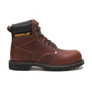 Men's Caterpillar Second Shift Steel Toe Work Boots Brown | 078549-TOC