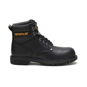 Men's Caterpillar Second Shift Steel Toe Work Boots Black | 906175-EWP