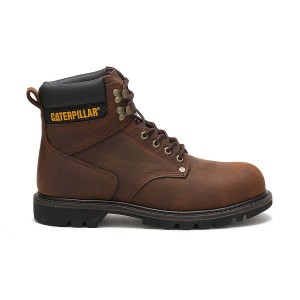 Men's Caterpillar Second Shift Steel Toe Work Boots Dark / Brown | 296137-ATU