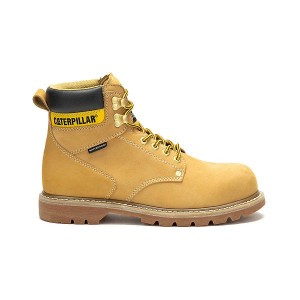 Men's Caterpillar Second Shift Waterproof Steel Toe Work Boots Brown | 895631-PVU