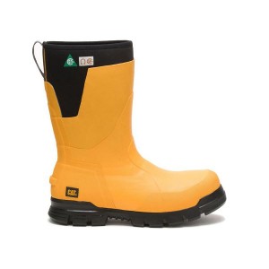 Men's Caterpillar Stormers 11" Steel Toe CSA Rubber Boots Yellow | 638420-NMS