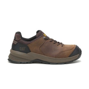 Men's Caterpillar Streamline 2.0 Leather Composite Toe Work Shoes Brown | 759634-YAD