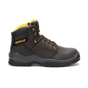 Men's Caterpillar Striver Waterproof Steel Toe Work Boots Brown | 470168-ZJN