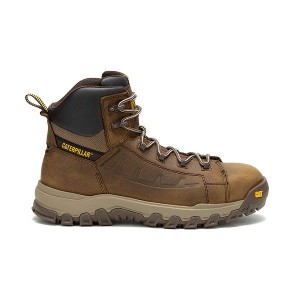 Men's Caterpillar Threshold Rebound Waterproof Composite Toe Work Boots Brown | 841053-EOL