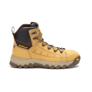 Men's Caterpillar Threshold Rebound Waterproof Composite Toe Work Boots Brown | 023891-TDJ