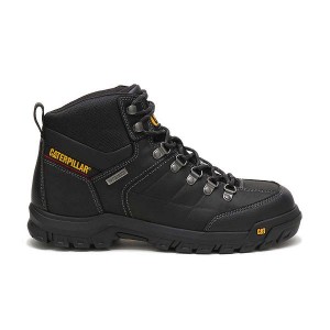 Men's Caterpillar Threshold Waterproof Steel Toe Work Boots Black | 584092-COZ