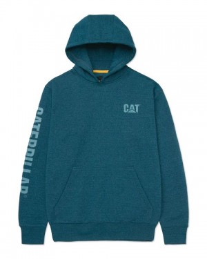 Men's Caterpillar Trademark Banner Hoodie Blue | 603452-QWA