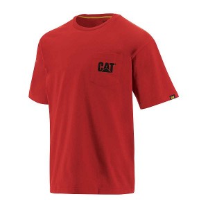 Men's Caterpillar Trademark Pocket Tee T-Shirt Red | 345109-YWL