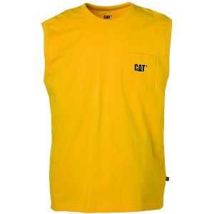 Men's Caterpillar Trademark Sleeveless Pocket Tee T-Shirt Yellow | 248031-GEC