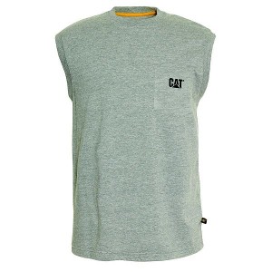 Men's Caterpillar Trademark Sleeveless Pocket Tee T-Shirt Grey | 158342-MOG