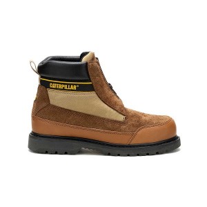 Men's Caterpillar Utah Zip Boots Brown | 806342-GAM