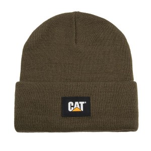 Women's Caterpillar Cat Label Cuff Beanie Olive | 854690-BXP