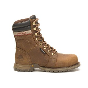 Women's Caterpillar Echo Waterproof Steel Toe Work Boots Brown | 908653-TPQ