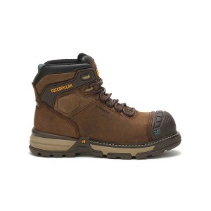 Women's Caterpillar Excavator Superlite Waterproof Thinsulate™ Carbon Composite Toe Work Boots Dark / Brown | 175903-MJB