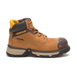 Women's Caterpillar Excavator Superlite Waterproof Carbon Composite Toe Work Boots Brown | 480936-YEZ