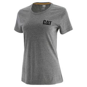 Women's Caterpillar Trademark Tee T-Shirt Grey | 689521-HWP