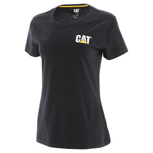 Women's Caterpillar Trademark Tee T-Shirt Black | 023974-SJN