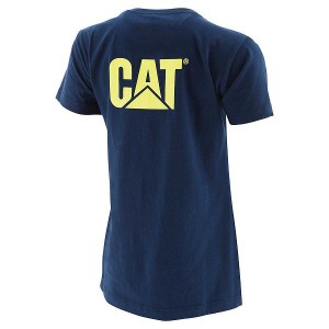 Women's Caterpillar Trademark Tee T-Shirt Blue | 813490-KOB