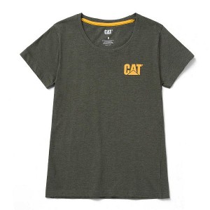 Women's Caterpillar Trademark Tee T-Shirt Olive | 638407-GMU