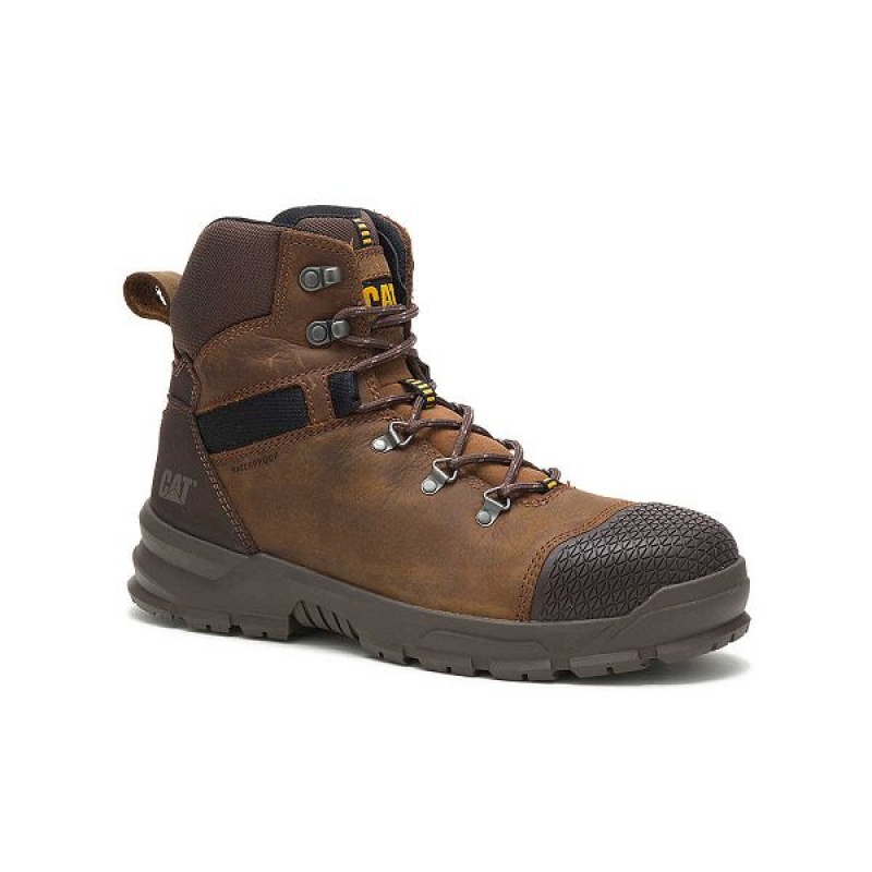 Men's Caterpillar Accomplice X Waterproof Steel Toe Work Boots Brown | 853479-TCA