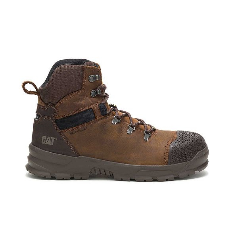 Men\'s Caterpillar Accomplice X Waterproof Steel Toe Work Boots Brown | 853479-TCA