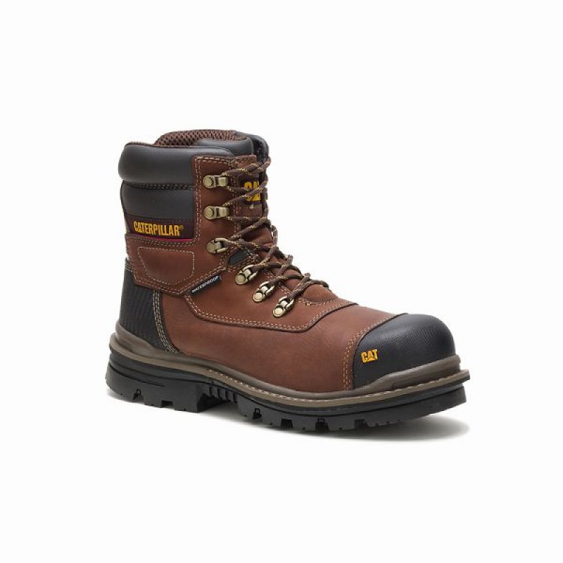 Men's Caterpillar Adhesion Ice + Thinsulate Composite Toe Work Boots Brown | 736802-BJU